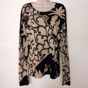 PIERRE NY knit tan black long sweater/85viscose